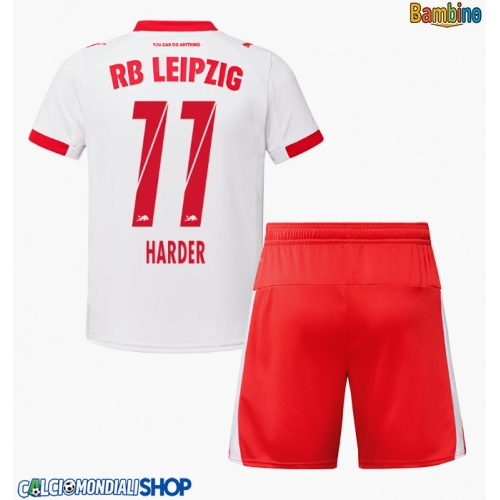Maglie da calcio RB Leipzig Conrad Harder #11 Prima Maglia Bambino 2025-26 Manica Corta + Pantaloni corti)